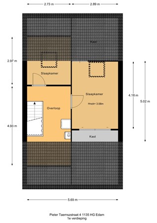 Plattegrond - Pieter Taemszstraat 4, 1135 HG Edam - Pieter Taemszstraat 4 - 2e verdieping - 2D.jpg